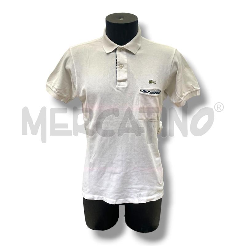 POLO UOMO LACOSTE BIANCA TASCHINO QUADRI BLU | Mercatino dell'Usato Rivoli 1