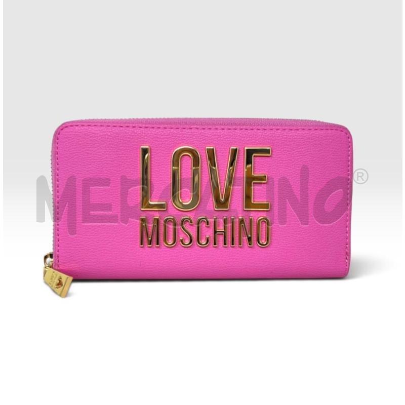 PORTA FOGLIO LOVE MOSCHINO ROSA LOGO METALLICO DORATO | Mercatino dell'Usato Rivoli 1