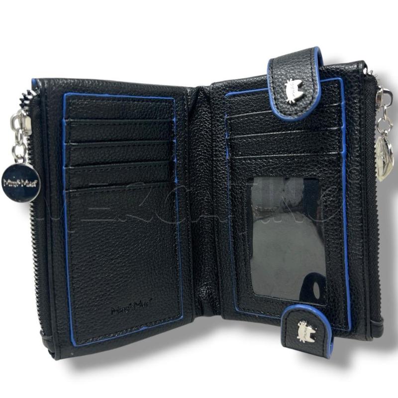 PORTA FOGLIO MIMI MUA NERO PROFILI BLU SIMILPELLE | Mercatino dell'Usato Rivoli 3