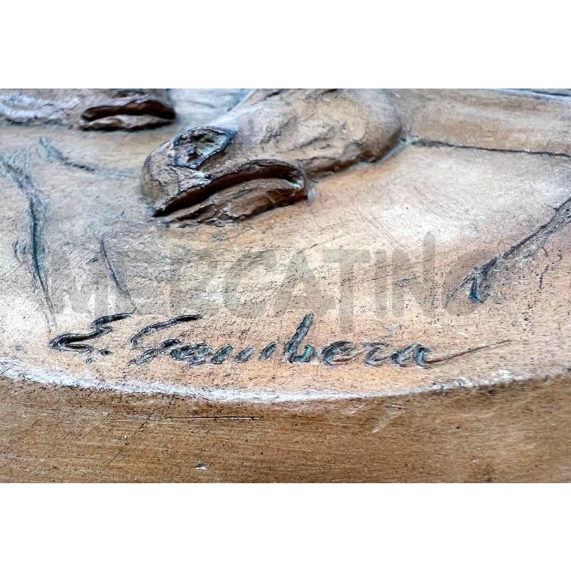 QUADRETTO ROTONDO CAVALLI -PRATERIA- TERRACOTTA 20CM DIAM | Mercatino dell'Usato Rivoli 3