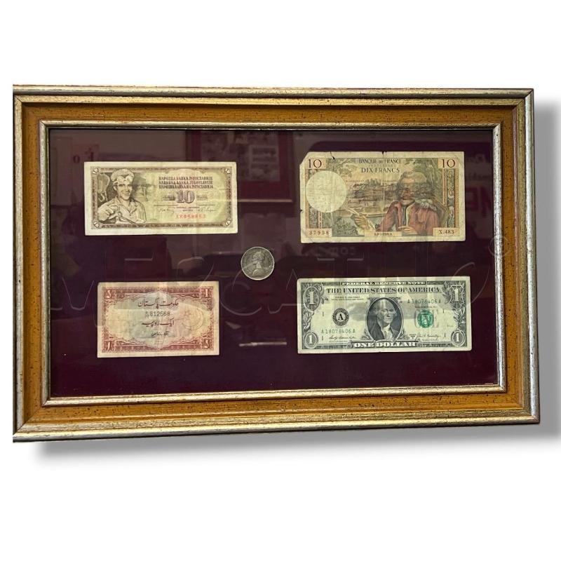 QUADRO 4 BANCONOTE 1 MONETA 45 X 30 | Mercatino dell'Usato Rivoli 1