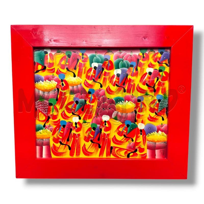 QUADRO 77.5X68.5 CORNICE ROSSA BALLO ETNICO | Mercatino dell'Usato Rivoli 1