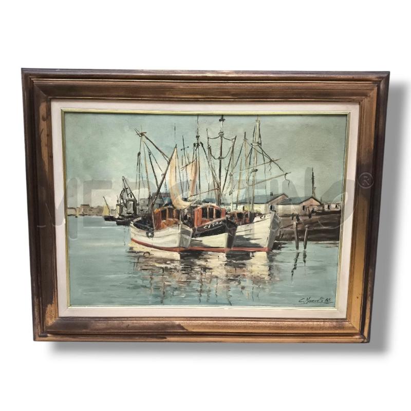 QUADRO C.MARESCOTTO MARINA OLIO SU TELA 70 X 50 DIMENSIONE CORNICE 90 X 70 | Mercatino dell'Usato Rivoli 1