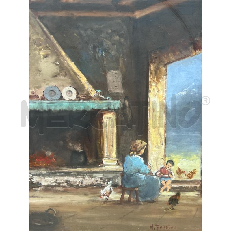 QUADRO DIPINTO MARIO FATTORI BIMBI INCASCINA | Mercatino dell'Usato Rivoli 2
