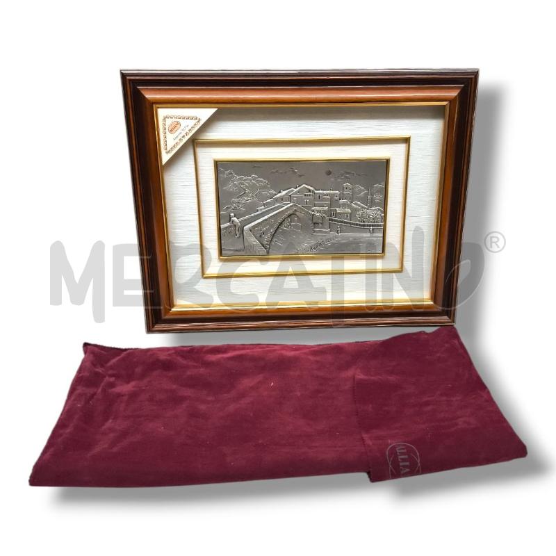 QUADRO LAMINA ARG925 20/25G BASSORILIEVO ALLIANI PAESAGGIO PONTE | Mercatino dell'Usato Rivoli 1