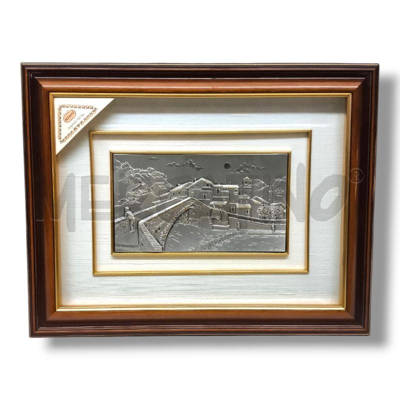 QUADRO LAMINA ARG925 20/25G BASSORILIEVO ALLIANI PAESAGGIO PONTE | Mercatino dell'Usato Rivoli 2