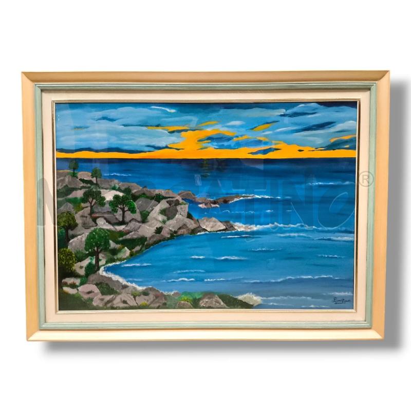 QUADRO OLIO SU TELA 118X88 PAESAGGIO MARITTIMO | Mercatino dell'Usato Rivoli 1