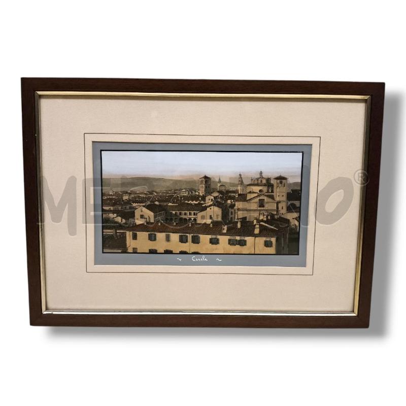 QUADRO XILOGRAFIA CASALE ACQUERELLATA A MANO TORINO 1884 | Mercatino dell'Usato Rivoli 1