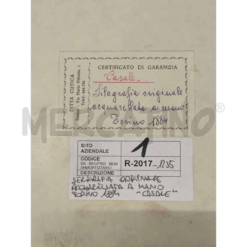 QUADRO XILOGRAFIA CASALE ACQUERELLATA A MANO TORINO 1884 | Mercatino dell'Usato Rivoli 3