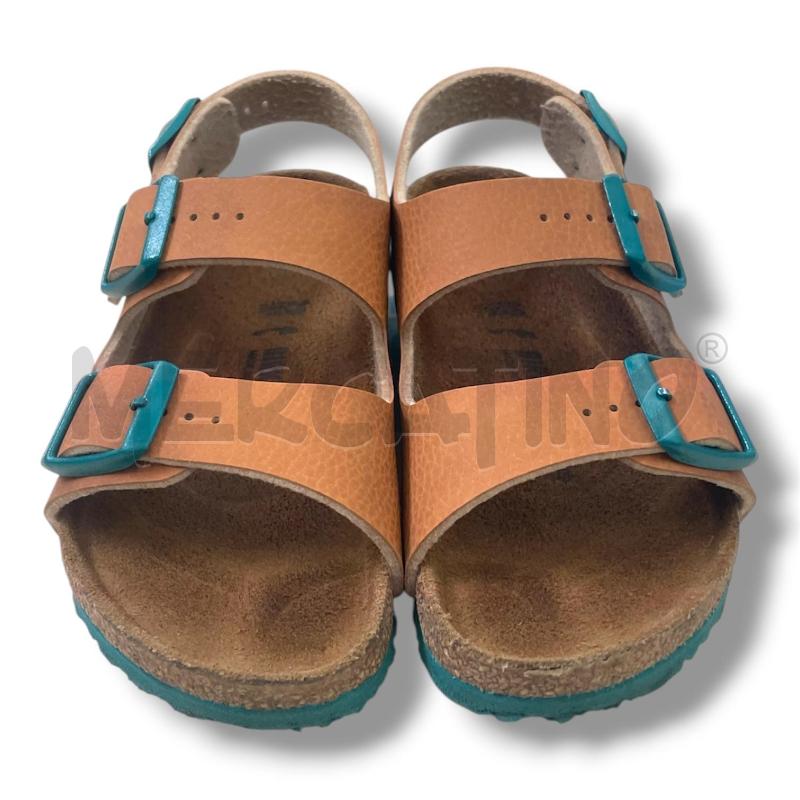 SANDALI B BIRKENSTOCK PELLE CAMMELLO TURCHESE | Mercatino dell'Usato Rivoli 2