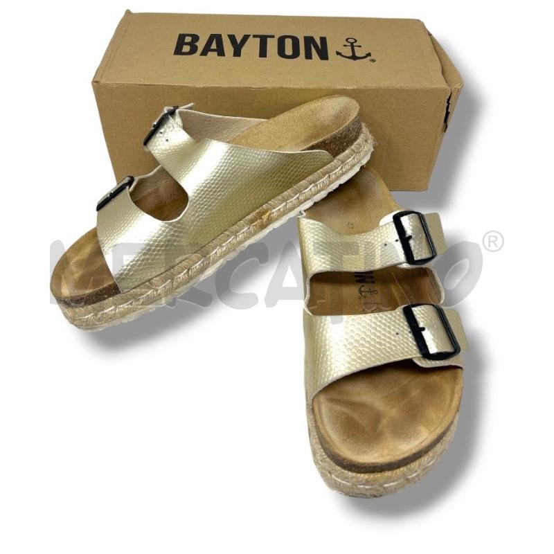 SANDALI DONNA BAYTON ORO ZEPPA PAGLIA | Mercatino dell'Usato Rivoli 1