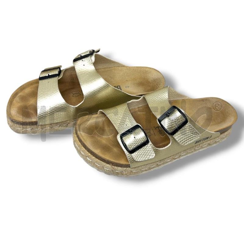 SANDALI DONNA BAYTON ORO ZEPPA PAGLIA | Mercatino dell'Usato Rivoli 2