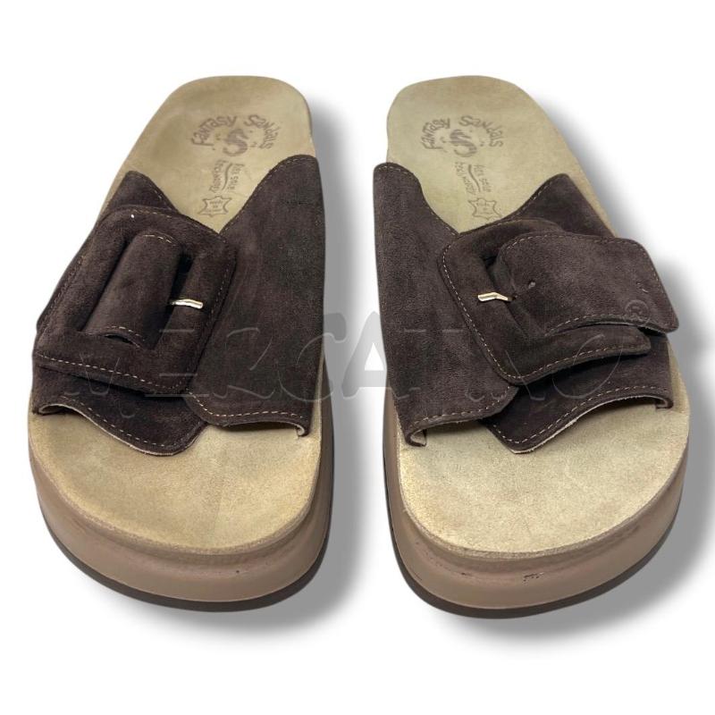 SANDALI DONNA FANTASY SANDALS MARRONI PELLE SCAMOSCIATI | Mercatino dell'Usato Rivoli 1