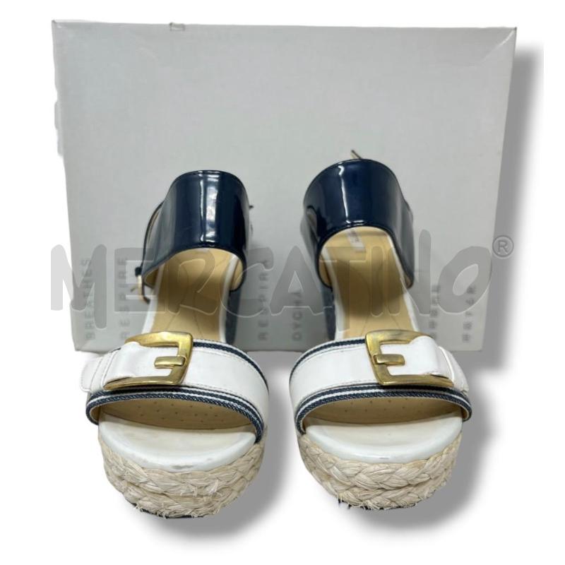 SANDALI DONNA GEOX ZEPPA PAGLIA RIGHE BIANCHE BLU  | Mercatino dell'Usato Rivoli 1