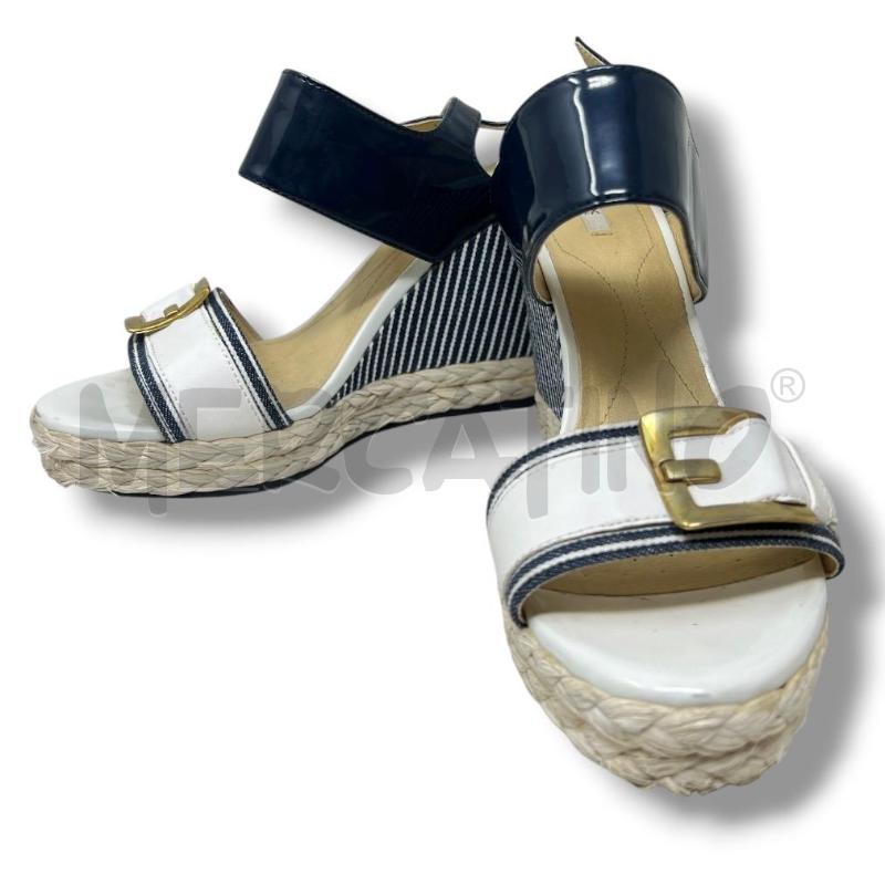 SANDALI DONNA GEOX ZEPPA PAGLIA RIGHE BIANCHE BLU  | Mercatino dell'Usato Rivoli 2
