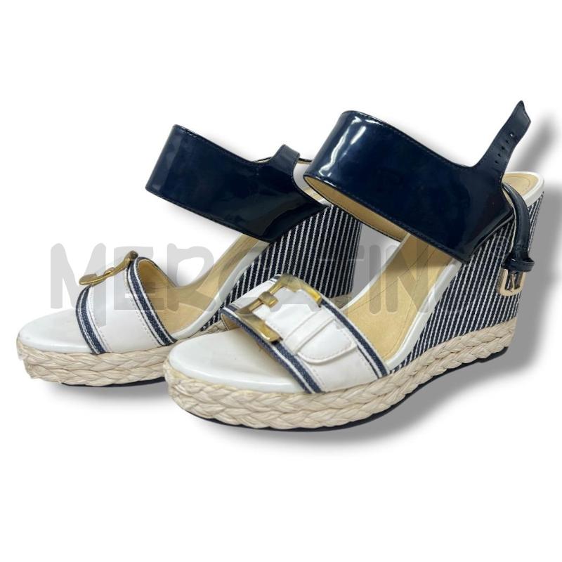 SANDALI DONNA GEOX ZEPPA PAGLIA RIGHE BIANCHE BLU  | Mercatino dell'Usato Rivoli 3