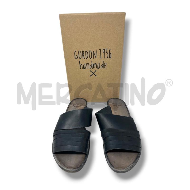 SANDALI DONNA GORDON 1956 PELLE NERE HANDMADE  | Mercatino dell'Usato Rivoli 1