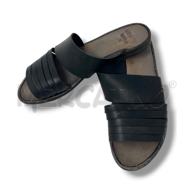 SANDALI DONNA GORDON 1956 PELLE NERE HANDMADE  | Mercatino dell'Usato Rivoli 2