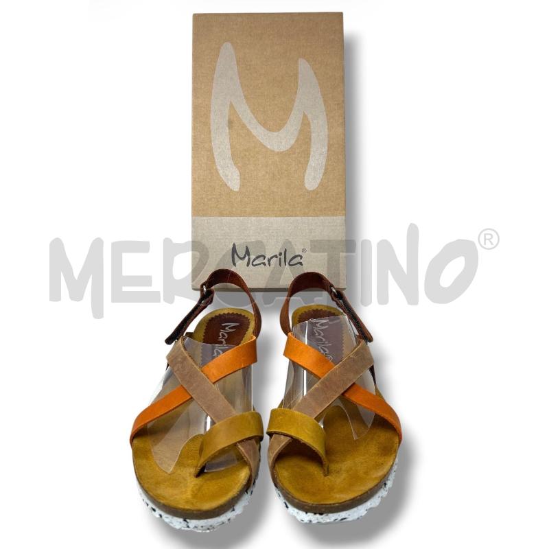 SANDALI DONNA MARILA PELLE BEIGE CAMMELLO | Mercatino dell'Usato Rivoli 1