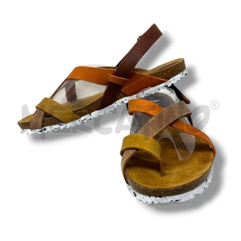 SANDALI DONNA MARILA PELLE BEIGE CAMMELLO | Mercatino dell'Usato Rivoli 2