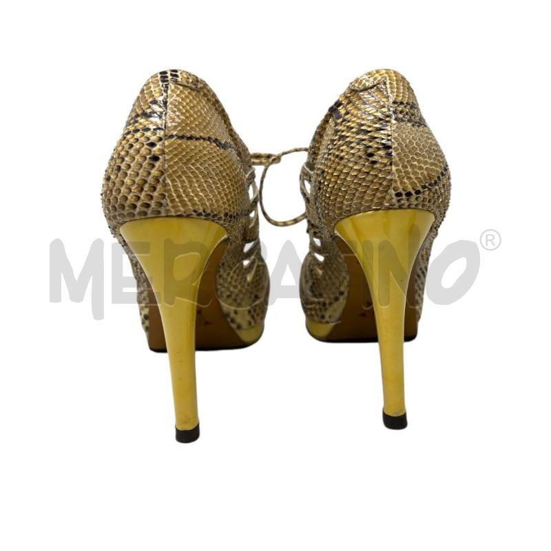 SANDALI DONNA MAX BIANCO PELLE PITONE SENAPE | Mercatino dell'Usato Rivoli 3