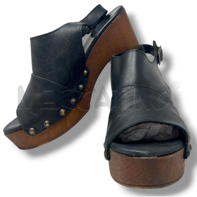 SANDALI DONNA MICHI PELLE NERI | Mercatino dell'Usato Rivoli 1