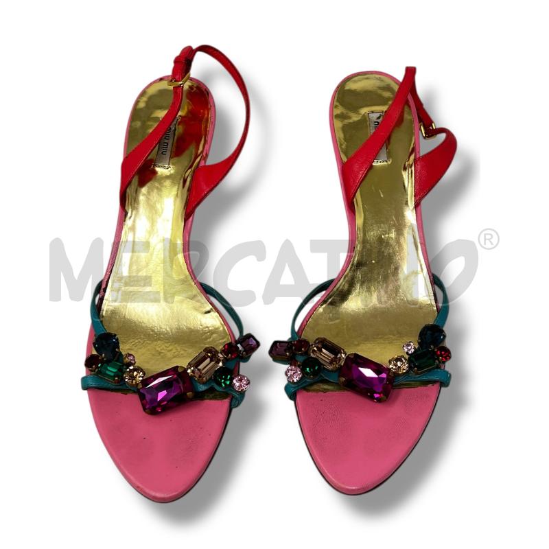 SANDALI DONNA MIU MIU PELLE MULTICOLORE CON GIOIELLI | Mercatino dell'Usato Rivoli 1