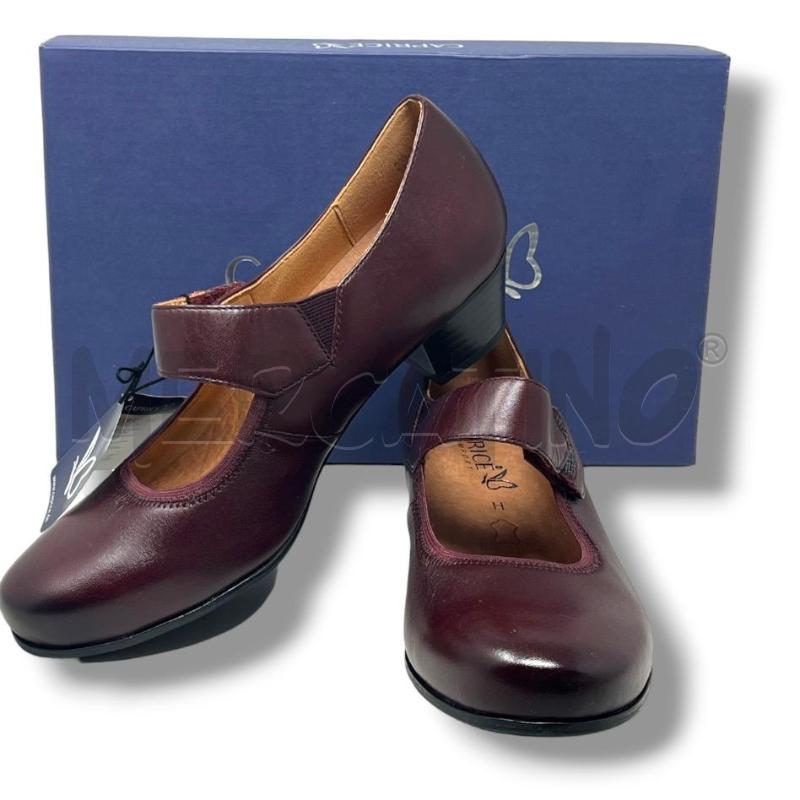 SCARPE DONNA CAPRICE BORDEAUX IN PELLE CON STRAPPO | Mercatino dell'Usato Rivoli 1