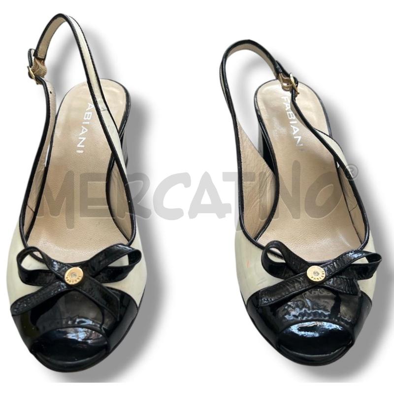 SCARPE DONNA FABIANI B/N PELLE OPEN TOE FIOCCO | Mercatino dell'Usato Rivoli 1