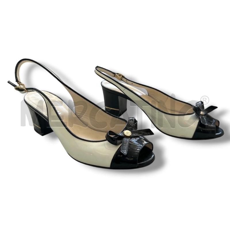SCARPE DONNA FABIANI B/N PELLE OPEN TOE FIOCCO | Mercatino dell'Usato Rivoli 2
