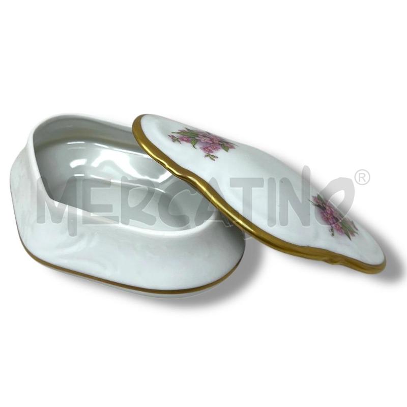 SCATOLINA 12X10 LIMOGES ROMBO COPERCHIO FIORI ROSA BORDO DORATO | Mercatino dell'Usato Rivoli 1