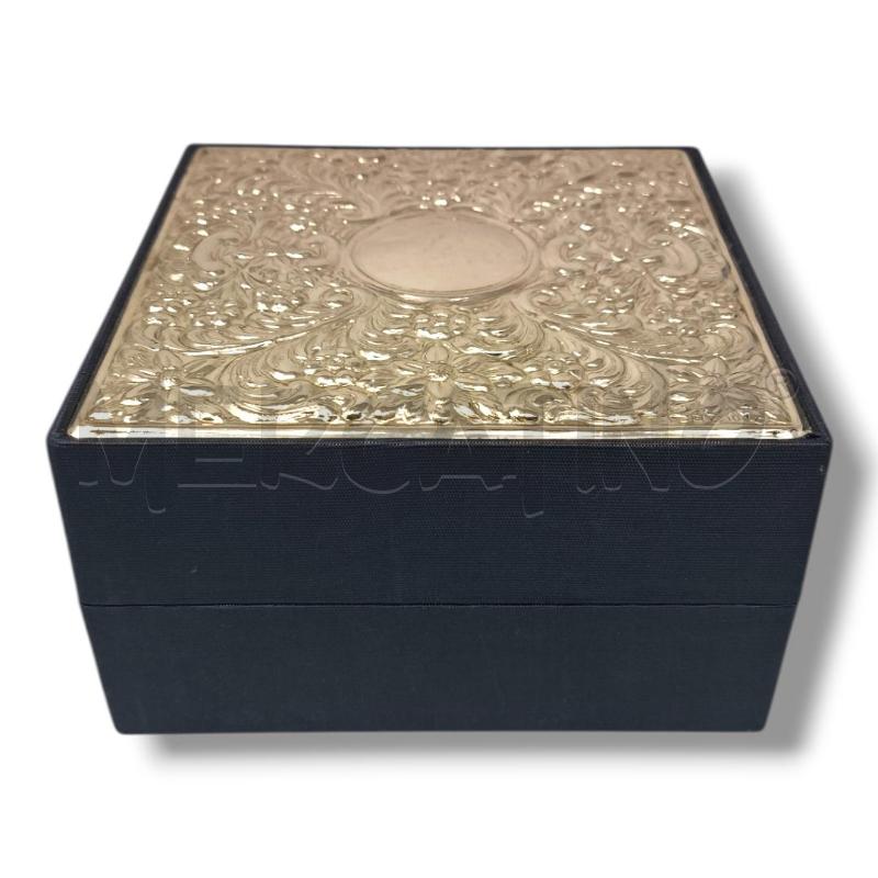SCATOLINA LAMINA ARG 925 TESSUTO BLU 12.5 X 12.5 | Mercatino dell'Usato Rivoli 1