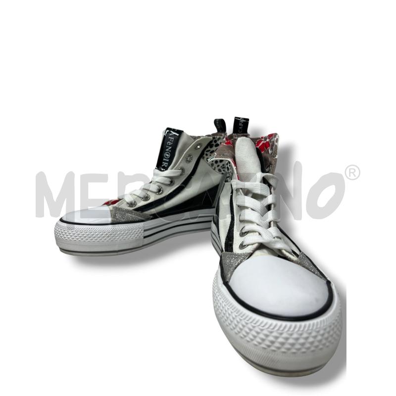 SNEAKERS DONNA CAFE NOIR TELA BIANCHE INSERTI VERNICE GLITTER | Mercatino dell'Usato Rivoli 1