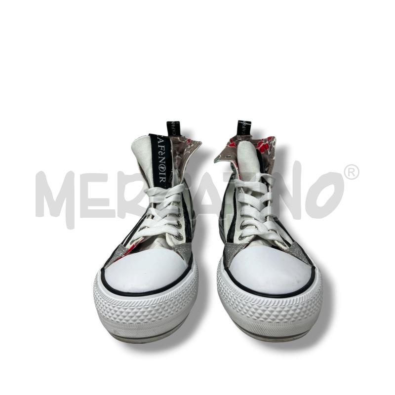SNEAKERS DONNA CAFE NOIR TELA BIANCHE INSERTI VERNICE GLITTER | Mercatino dell'Usato Rivoli 2