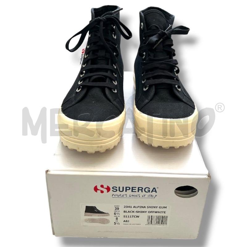 SNEAKERS DONNA SUPERGA NERE ALPINA SHINY GUM PLATFORM | Mercatino dell'Usato Rivoli 1