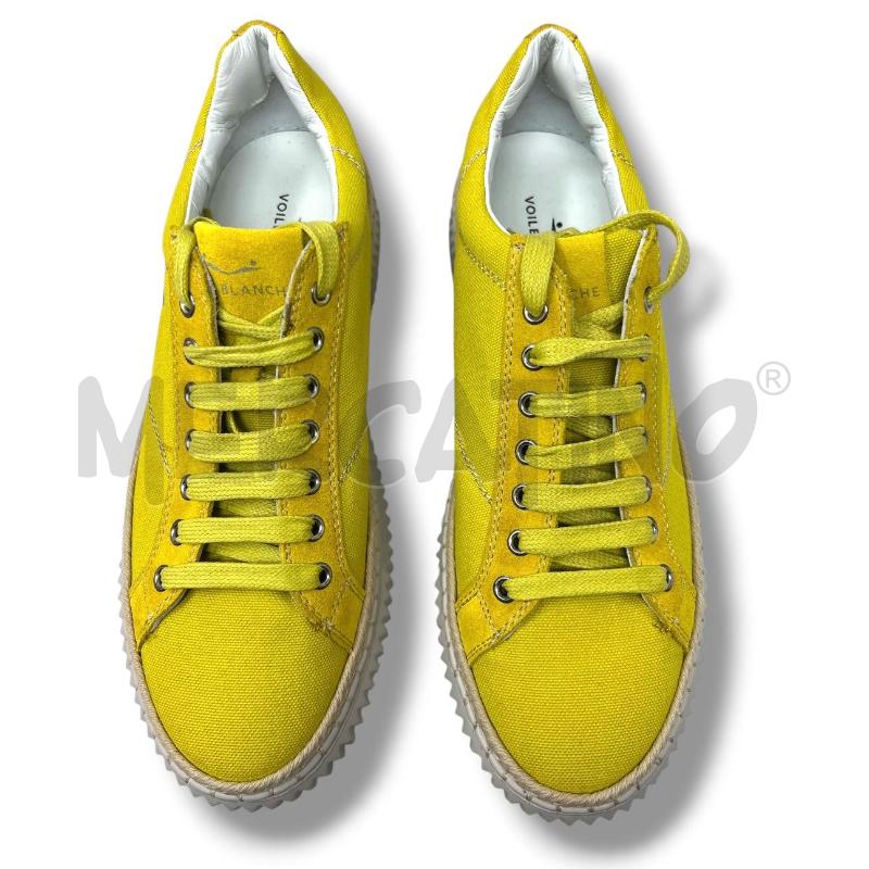 SNEAKERS VOILE BLANCHE GIALLE TELA INSERTI SCAMOSCIATI | Mercatino dell'Usato Rivoli 5