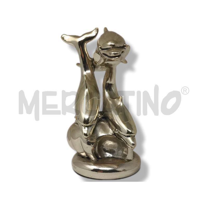 STATUINA DELFINI OTTAVIANI 10CM PLACCATO | Mercatino dell'Usato Rivoli 1