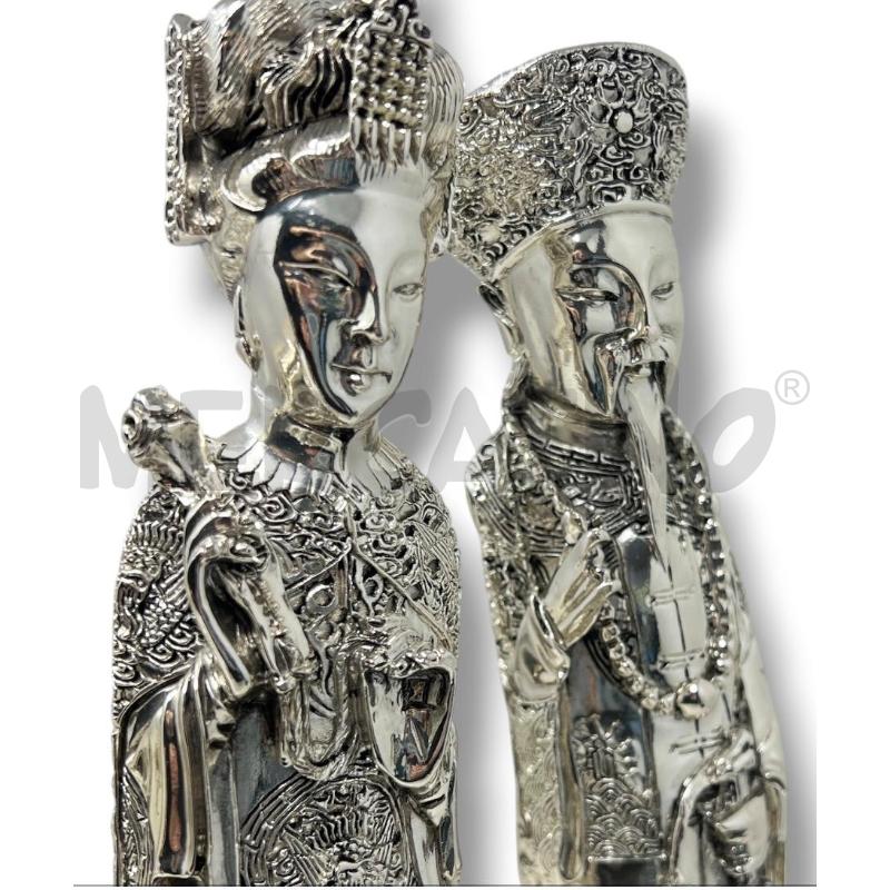 STATUINE COPPIA IMPERATORI CINESI LAMINA ARG 925 27CM CAD | Mercatino dell'Usato Rivoli 4