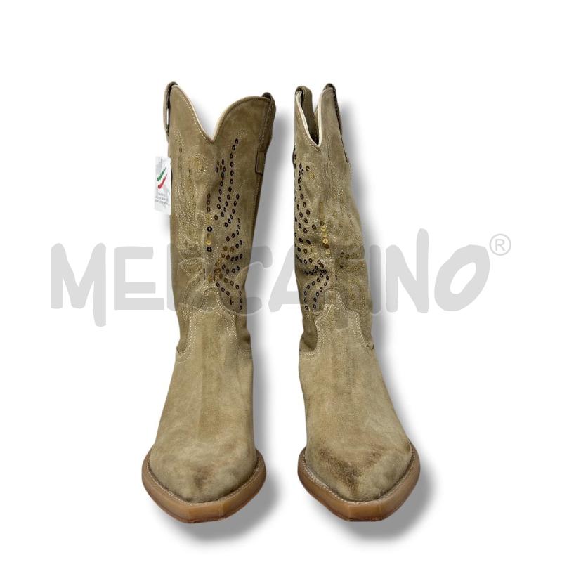 STIVALI DONNA TEXANI BEIGE SCAMOSCIATI PAILLETTES DORATE | Mercatino dell'Usato Rivoli 3