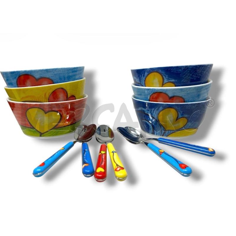TAZZE PZ. 6 EGAN + 6 CUCCHIAINI CAMPO DI CUORI | Mercatino dell'Usato Rivoli 2