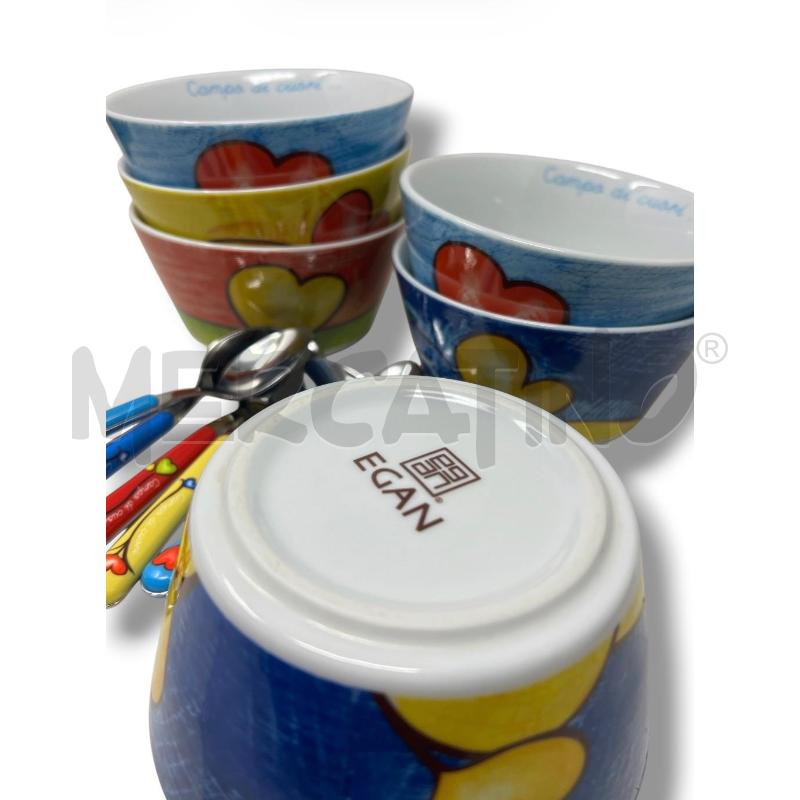 TAZZE PZ. 6 EGAN + 6 CUCCHIAINI CAMPO DI CUORI | Mercatino dell'Usato Rivoli 3