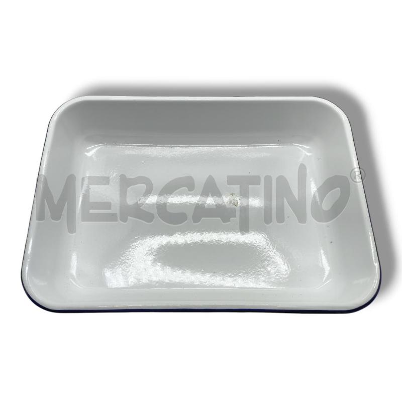 TEGLIA BIANCA BORDO BLU 35X25X H6.5CM SMALTATA | Mercatino dell'Usato Rivoli 2