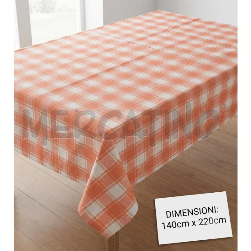 TOVAGLIA 140X220 QUADRI SALMONE COTONE GREZZO | Mercatino dell'Usato Rivoli 1