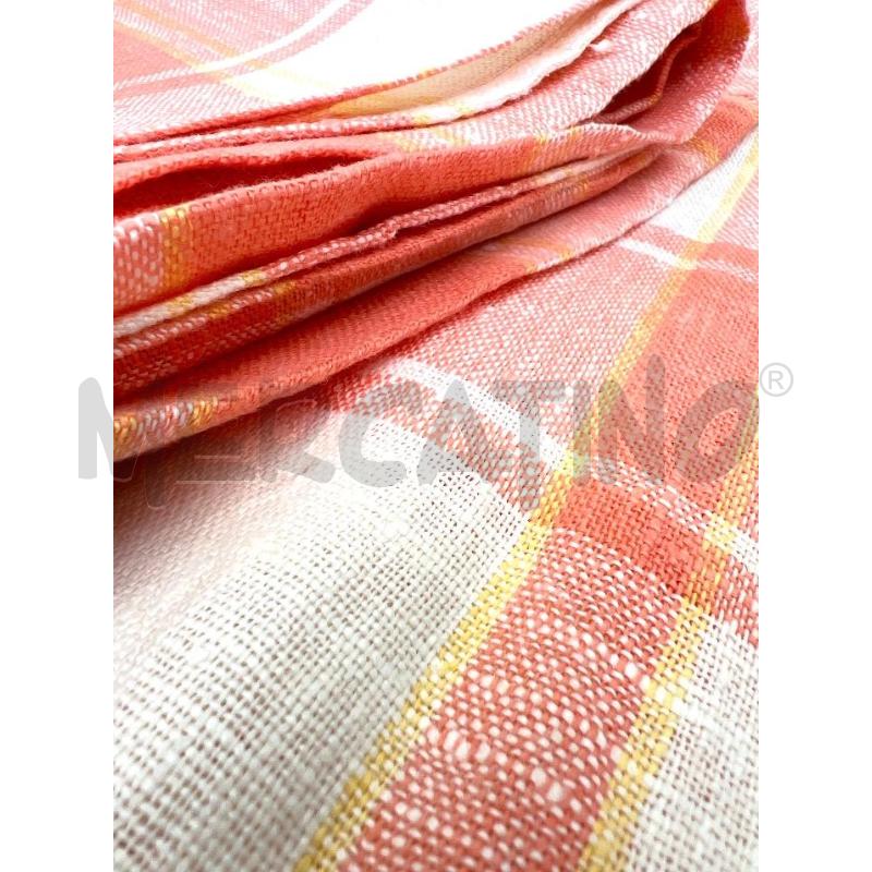 TOVAGLIA 140X220 QUADRI SALMONE COTONE GREZZO | Mercatino dell'Usato Rivoli 3