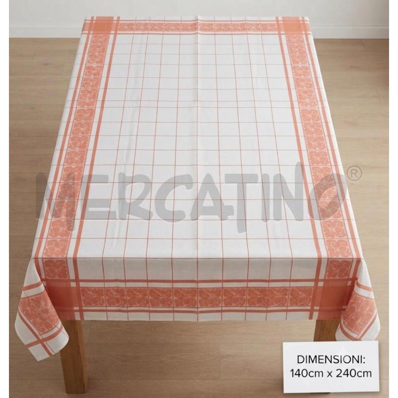 TOVAGLIA 140X240 QUADRI ARANCIO COTONE GREZZO | Mercatino dell'Usato Rivoli 1