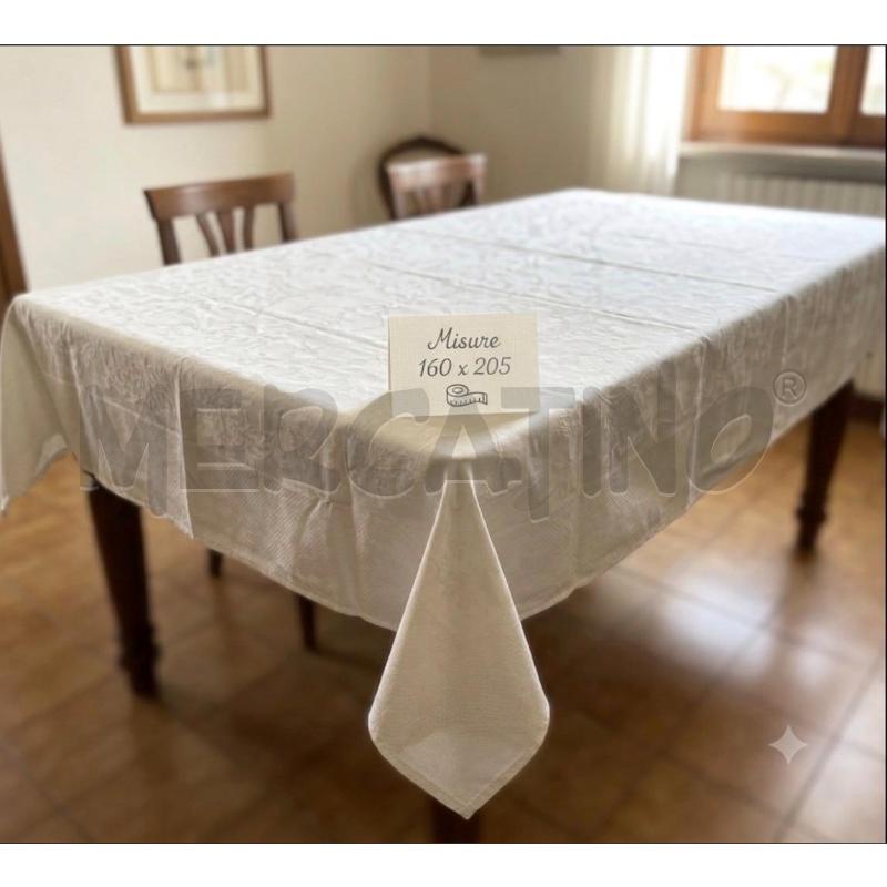 TOVAGLIA 160X205 BIANCA BORDO CROCI FIORI CENTRALI | Mercatino dell'Usato Rivoli 1