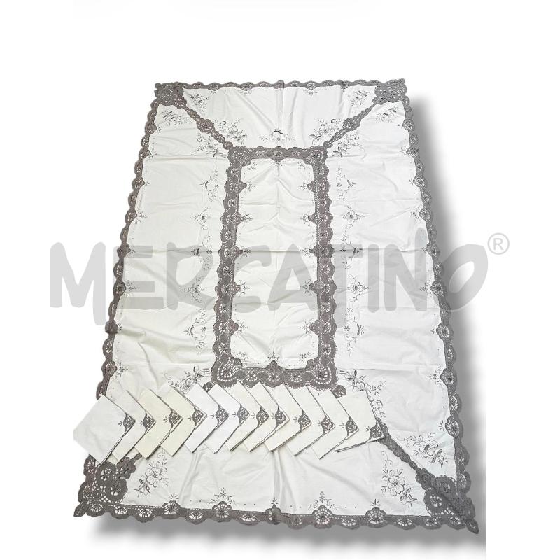 TOVAGLIA 240 X 140 BORDO GRIGIO RICAMATO +12 TOV | Mercatino dell'Usato Rivoli 1