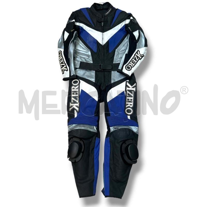TUTA MOTO KZERO PELLE BLU NERA TG.52 | Mercatino dell'Usato Rivoli 1