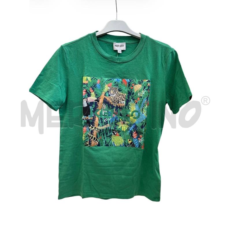 T SHIRT BAMBINO KENZO VERDE STAMPA JUNGLE | Mercatino dell'Usato Rivoli 1