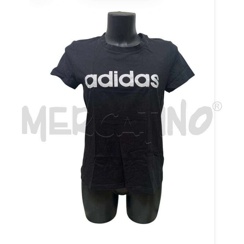 T SHIRT DONNA ADIDAS NERA LOGO BIANCO FRONTALE | Mercatino dell'Usato Rivoli 1